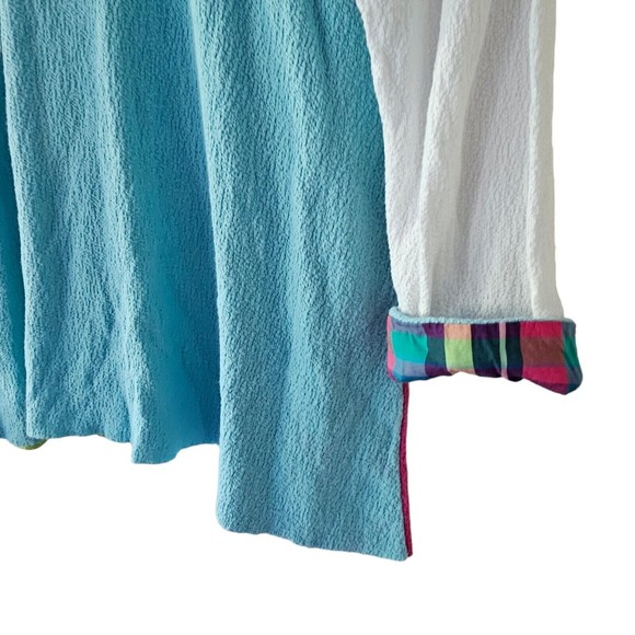 Margaret Winters Sweater Color Block Pockets Pullover Blue Pink Green Large - Picture 2 of 4